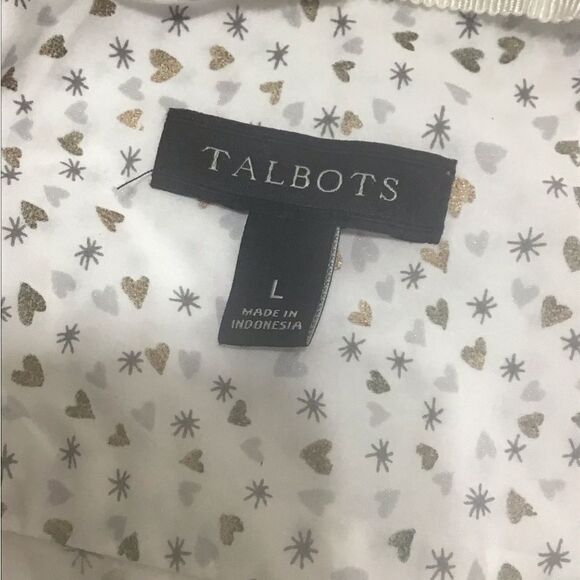 Talbots White Patterned Long Sleeve Blouse Size Large - Picture 3 of 6
